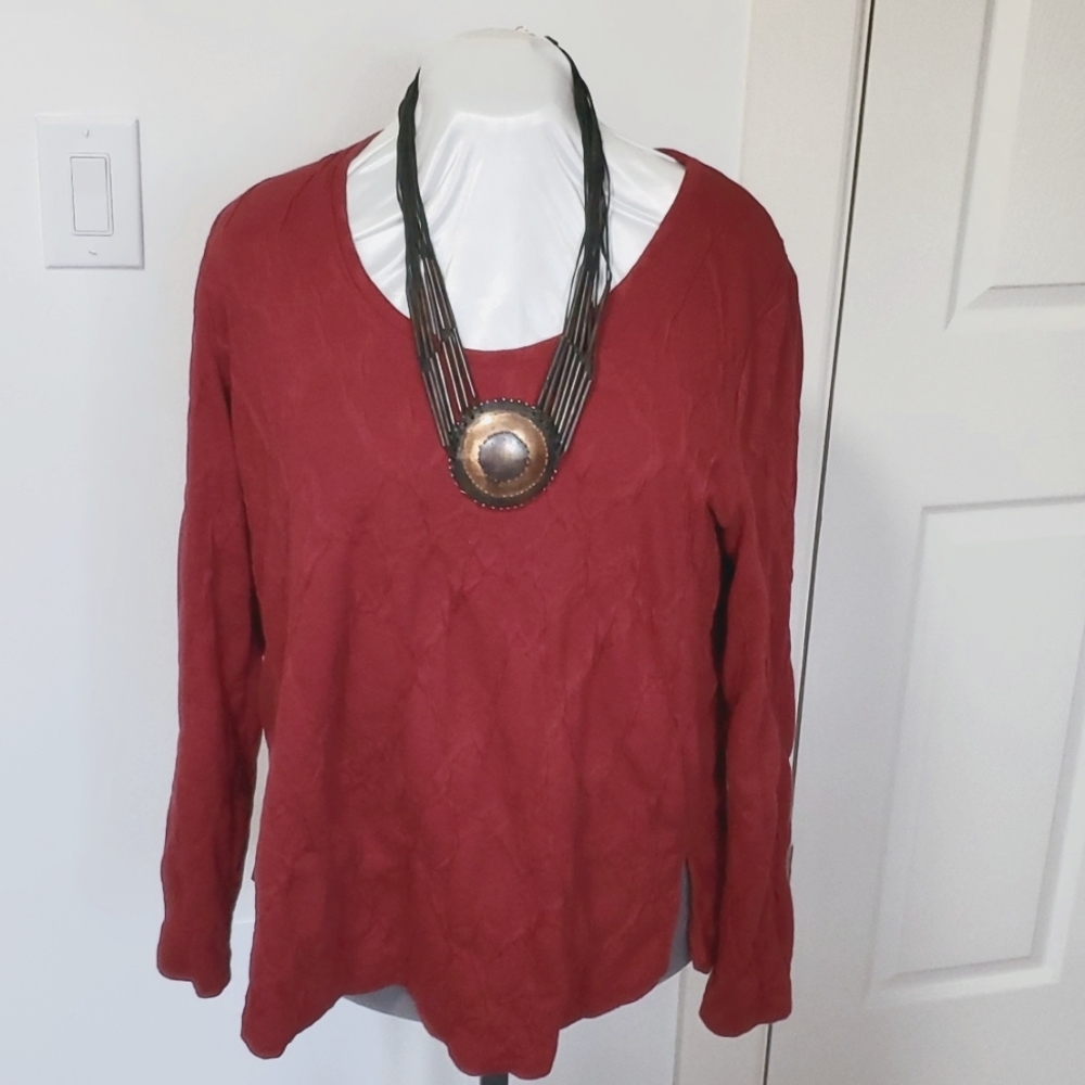 CURATED BY RUA'H KIBRIYA: Dark Red Long-Sleeved Top EUCx